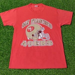 VINTAGE SAN FRANCISCO 49ERS T SHIRT SINGLE STITCH MADE IN USA TRENCH VTG NFL M